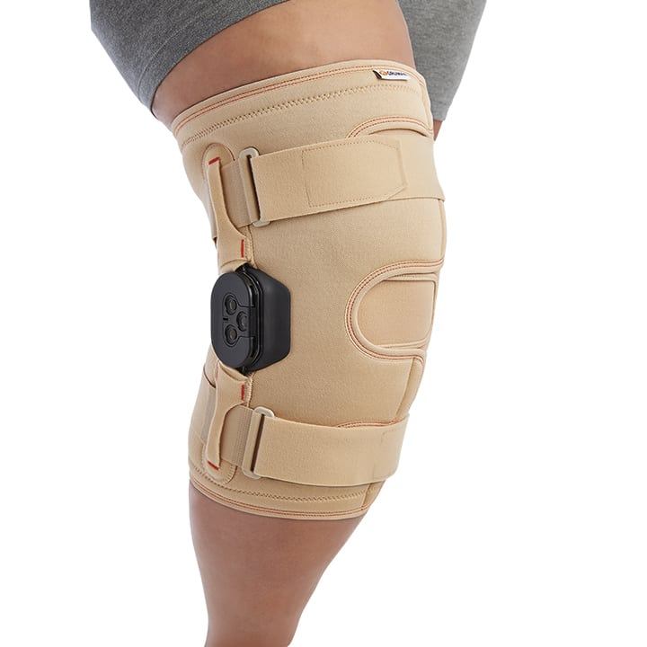 WRAPAROUND KNEE SUPPORT FEATURING JOINTS WITH FLEXION/EXTENSION CONTROL