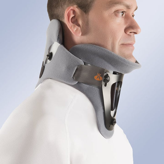 TWO-PIECE CERVICAL COLLAR. RIGID CERVICAL ORTHOSIS WITH OCCIPITAL-MANDIBULAR SUPPORT