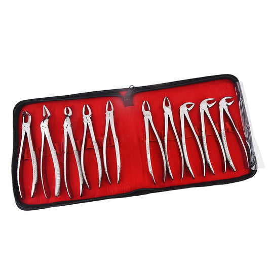 Dental Stainless Steel Instrument Extraction Tooth Forceps Set 10 PCS Set for Adult The basis of surgical instruments
