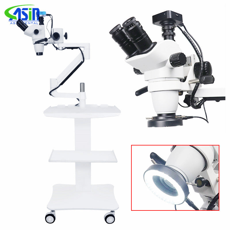 Dental Operating Microscope Portable Magnification Trolley Long Arm Surgical Endodontic Microscope Equipment